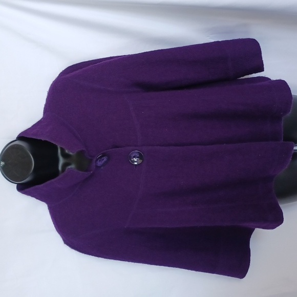 SANDRO Purple Boiled Wool Cropped Swing Jacket, M - Picture 1 of 6